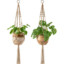 Portavasi in macramè, decorazioni per la casa in stile boho, artigianato fatto a mano, facile installazione, versatile per uso interno ed esterno, 4