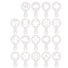 19 pezzi Accessori multifunzionali per stampi da caffè latte, stencil ipoallergenici per caffè per baristi e utenti domestici per disegni artistici