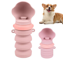 Dog Travel Water Bottle Foldable Water Bowl Dispenser Leak Proof for Hiking Camping Outdoor Use Pink A