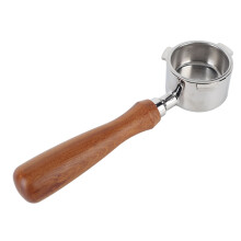 Ruostumattomasta teräksestä valmistettu espressotyökalu, pohjaton portafilter ergonomisella puisella kahvalla, 51 mm/54 mm koneisiin, kahvin uuton