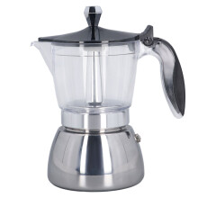 Espresso Moka pentru aragaz, pentru acasă, cafetieră în stil italian, cafetieră cu capac transparent din ABS, distribuție uniformă a căldurii,