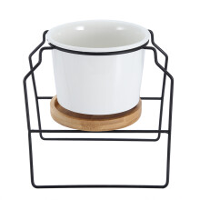 Pot de fleurs d'intérieur/extérieur facile d'entretien, structure en fer avec revêtement antirouille soutenant une forme artistique, design