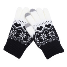 Damenhandschuhe mit Touchscreen, Paar, Winterstrickhandschuhe mit Schneeblumenmuster, warm haltend, Unisex, zum Telefonieren und Texten geei