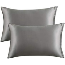 Kissenbezug-Set aus Polyester-Satin-Mischgewebe, 2er-Pack, verdeckter Reißverschluss für sicheren Halt, Anti-Aging-Hautpflege,