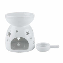 Scaldacera in ceramica con bruciatore di oli essenziali: motivo floreale artistico, resistente al calore, aiuto per il relax in casa e in ufficio,