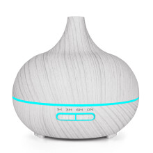 Difusor de óleos essenciais Aromáticos, Umidificador Portátil com Design em Madeira, Umidificador de Névoa, Difusor de Óleos com Som e Luzes