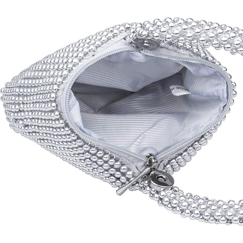 Ασημένια τσαντάκια Bling για γυναίκες βράδυ, μικρό ασημένιο πορτοφόλι με στρας 1