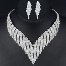 Sparkle Evening Dress Necklace Earring Costume Jewelry For Bridal Wedding Party