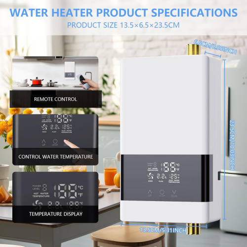 2024 Ταχυθερμοσίφωνας 6000W Ηλεκτρικός θερμοσίφωνας χωρίς δεξαμενή, επιτοίχιος με 1