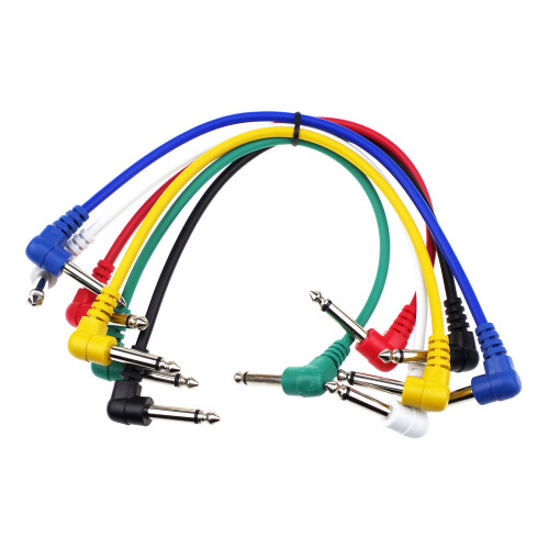 6 Colors Electric Guitar Effect Patch Cable 30cm, 1/4 Inch TS Turned Pair 2