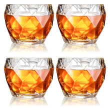 Elegantes copos para bebidas com sofisticado formato de diamante, em vidro sem chumbo, próprios para lava-louças, presente perfeito para ele ou