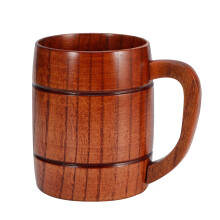 Caneca de madeira maciça, caneca de cerveja artesanal com madeira natural atóxica, caneca de madeira clássica com grande capacidade retrô, alça