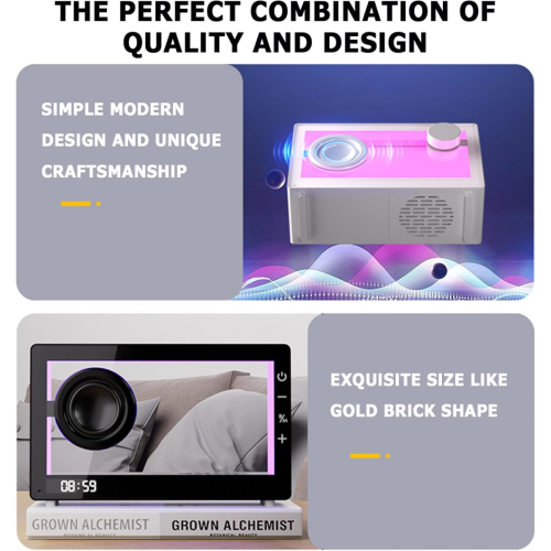 Ηχείο Bluetooth RGB, μοντέρνο διαφανές ηχείο με ρολόι και φως, απίστευτος ήχος, επαναφο 1