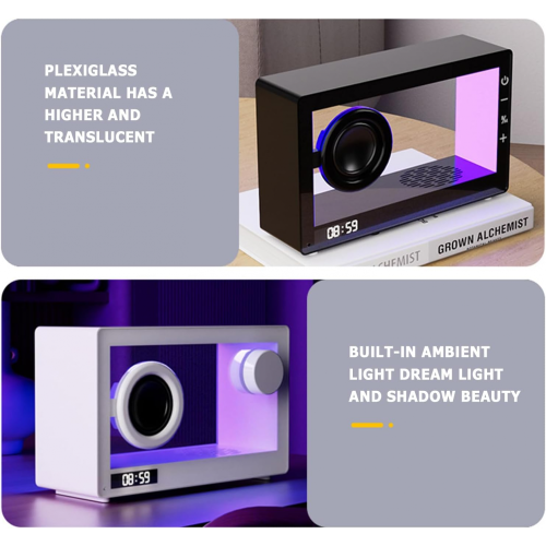 Ηχείο Bluetooth RGB, μοντέρνο διαφανές ηχείο με ρολόι και φως, απίστευτος ήχος, επαναφο 2