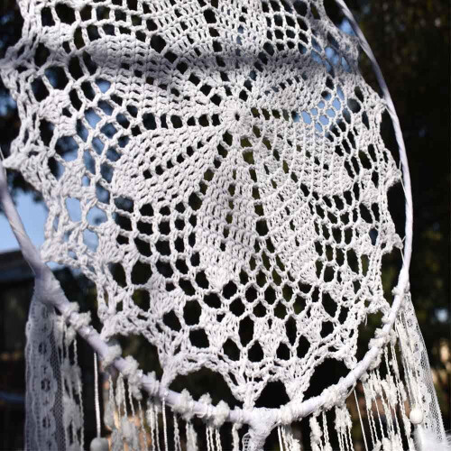 Χειροποίητες διακοσμήσεις, στυλ boho με άσπρη δαντέλα από φτερά, κρεμαστή τέχνη 2
