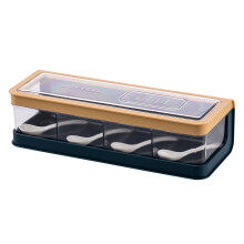 Conjunto elegante de organizadores de especiarias com design nórdico, recipientes com vários compartimentos para temperos e tampa transparente à