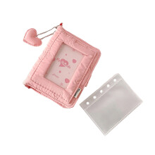 Flexible 5 Rings Binder Organizers 3Inch Mini Photo Album-Pink