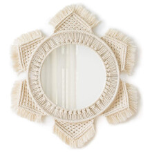 Exquisite Boho Wall Mirror Decor, Chic Art Decoration for Living Spaces, Quality Cotton Rope Ensuring Stylish Eco-Friendly Home Accents, No Distortion