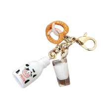 Porte-clés en forme de pain au lait, joli pendentif, ornement de
