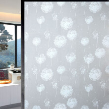 Privacy Window Film for Elegant Décor, Non-Adhesive Static Cling, Durable & Reusable Decorative Vinyl, Dandelion Pattern, UV Protection & Heat