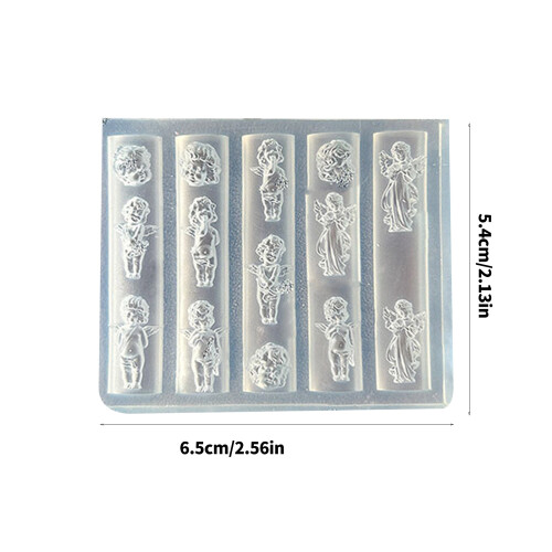 Compact Silicone Nail Crafting Mold With Etched Star Angel 2