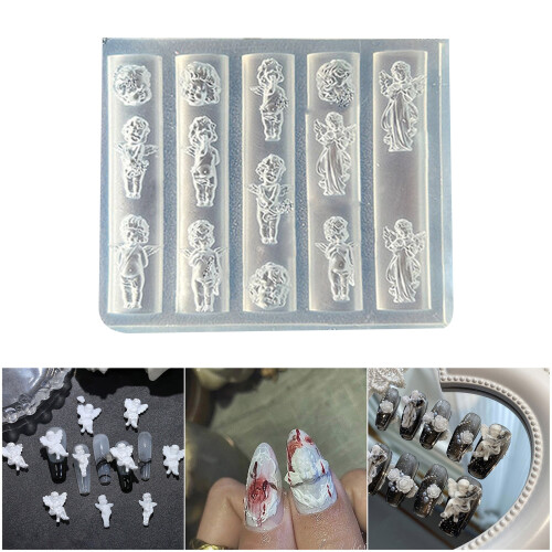 Compact Silicone Nail Crafting Mold With Etched Star Angel 1