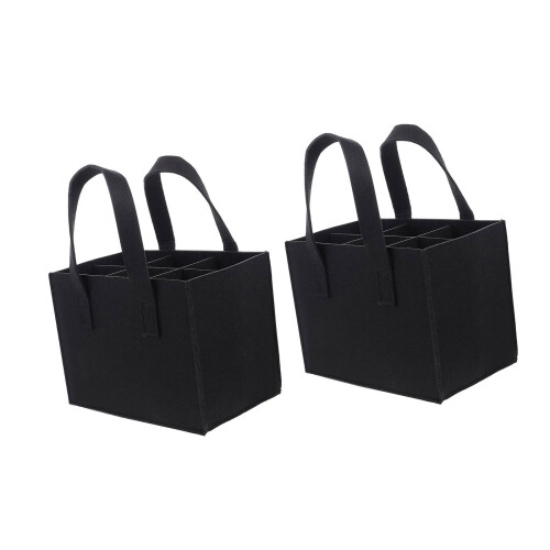 2Pcs Elegant Felt Wine Bottle Organizers 6 Capacity-Black