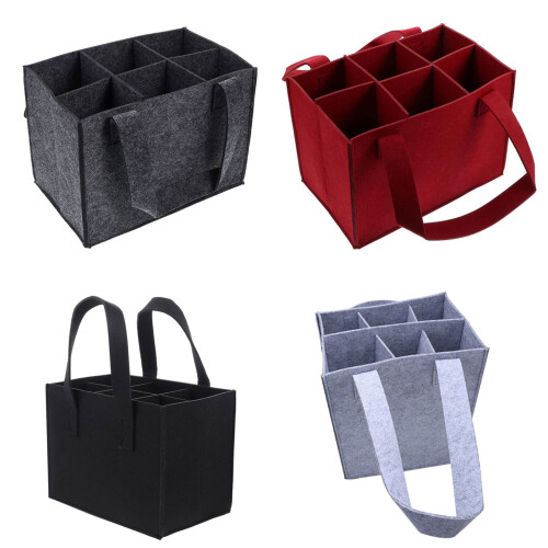 2Pcs Elegant Felt Wine Bottle Organizers 6 Capacity-Black 2