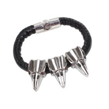 Bracelet en acier titane flexible pour hommes, en cuir PU,