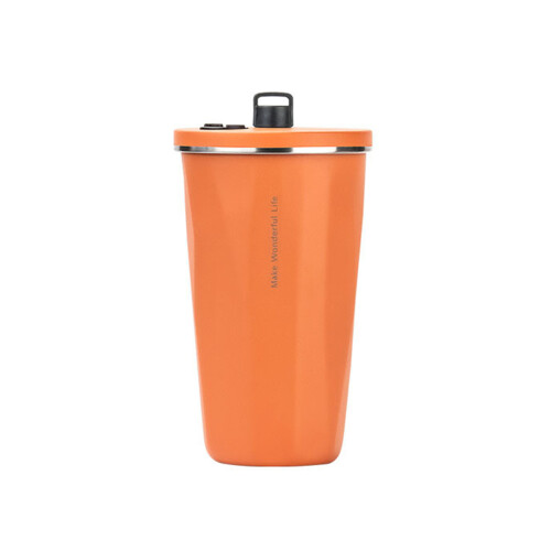 Tasse de voyage isolée à double paroi avec paille,-Orange