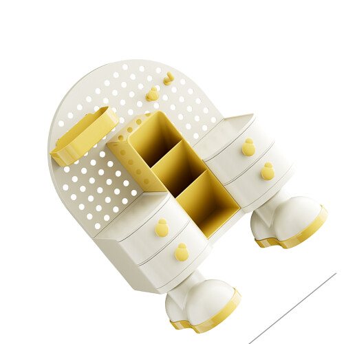 Ergonomische desktop-organizer met laden, ruimte-efficiënt-Geel