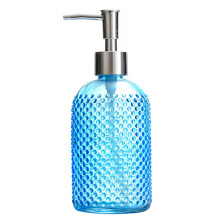 Moderner Flüssigkeitsspender aus Glas mit Pumpe,-Blau