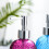 Moderner Flüssigkeitsspender aus Glas mit Pumpe,-Blau 5