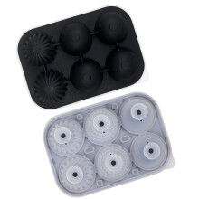 Decorative Silicone Ice Cubes Tray 6 Round Cavities-Black