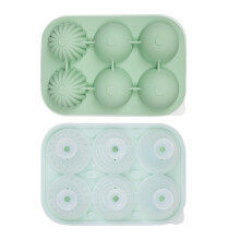 Efficient Silicone Ice Tray with Lid Funnel 6 Cavity for-Green