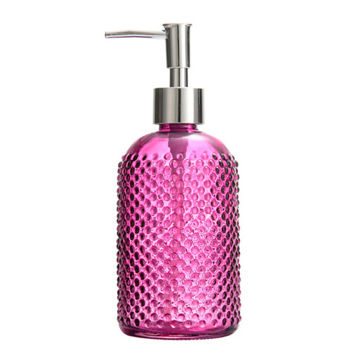 Distributeur de savon en verre moderne avec base-rose rouge