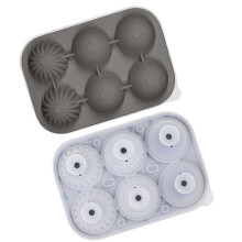 Large Round Ice Cubes Tray Silicone Efficient 6 Cavity-grey