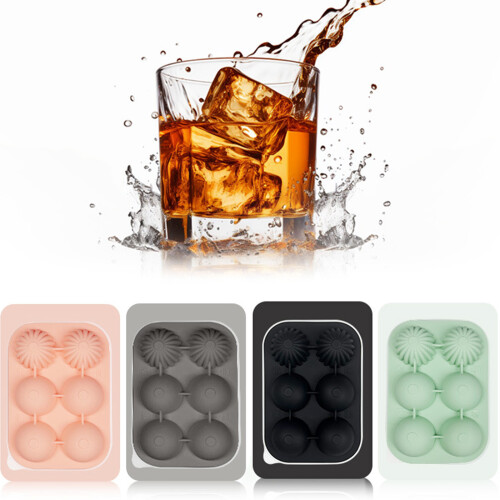 Large Round Ice Cubes Tray Silicone Efficient 6 Cavity-grey 1