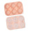 Round 6 Cavity Silicone Ice Mould Efficient with Lid for-Pink 1