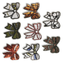 8 Pcs Bows Sew On/Iron On Patches Sequins Bowknot Embroidered