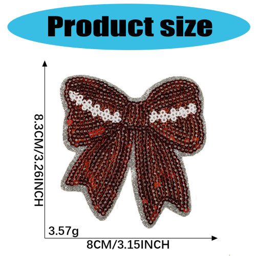 8 Pcs Bows Sew On/Iron On Patches Sequins Bowknot Embroidered 2