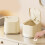 Elegant Desktop Trash Container Easy Press Mechanism Cream Tone 3