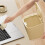 Elegant Desktop Trash Container Easy Press Mechanism Cream Tone 5
