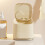 Elegant Desktop Trash Container Easy Press Mechanism Cream Tone 4