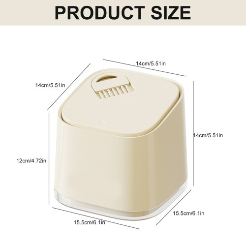 Elegant Desktop Trash Container Easy Press Mechanism Cream Tone 1
