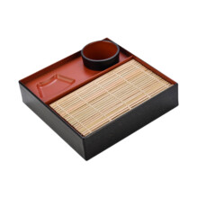 Modern Japanese Rectangular Noodles Plate With Raised-Black