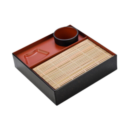 Modern Japanese Rectangular Noodles Plate With Raised-Black