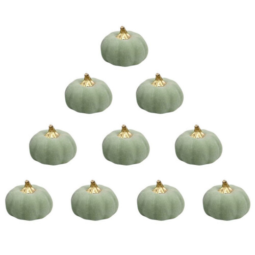 10Pieces Artificial Pumpkins Vintage Green Foam Pumpkins Fall