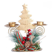 Gold Iron Candlestick, Decorative Tealight Candle Holder For Sophisticated Design And Christmas Table Decorations