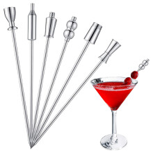 Cocktailspyd til fester, miljøvenlige drinkspyd lavet af holdbart rustfrit stål. 4,3 tommer genanvendelige metalspidser til Martini og oliven. App.